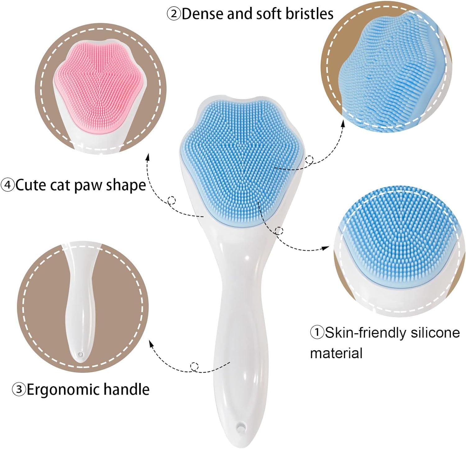 Face Cleansing Brush Soft Silicone Face Wash Brush Face Scrubber Manual Waterproof Cleansing Skin Care Face Brush for Cleansing (Multi-Color)